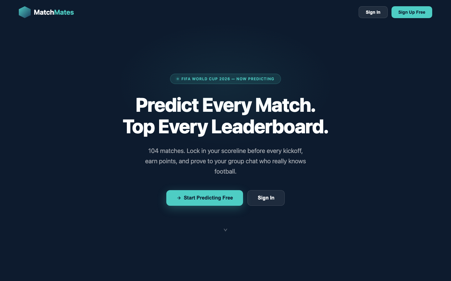 MatchMates FIFA World Cup 2026 predictor web app